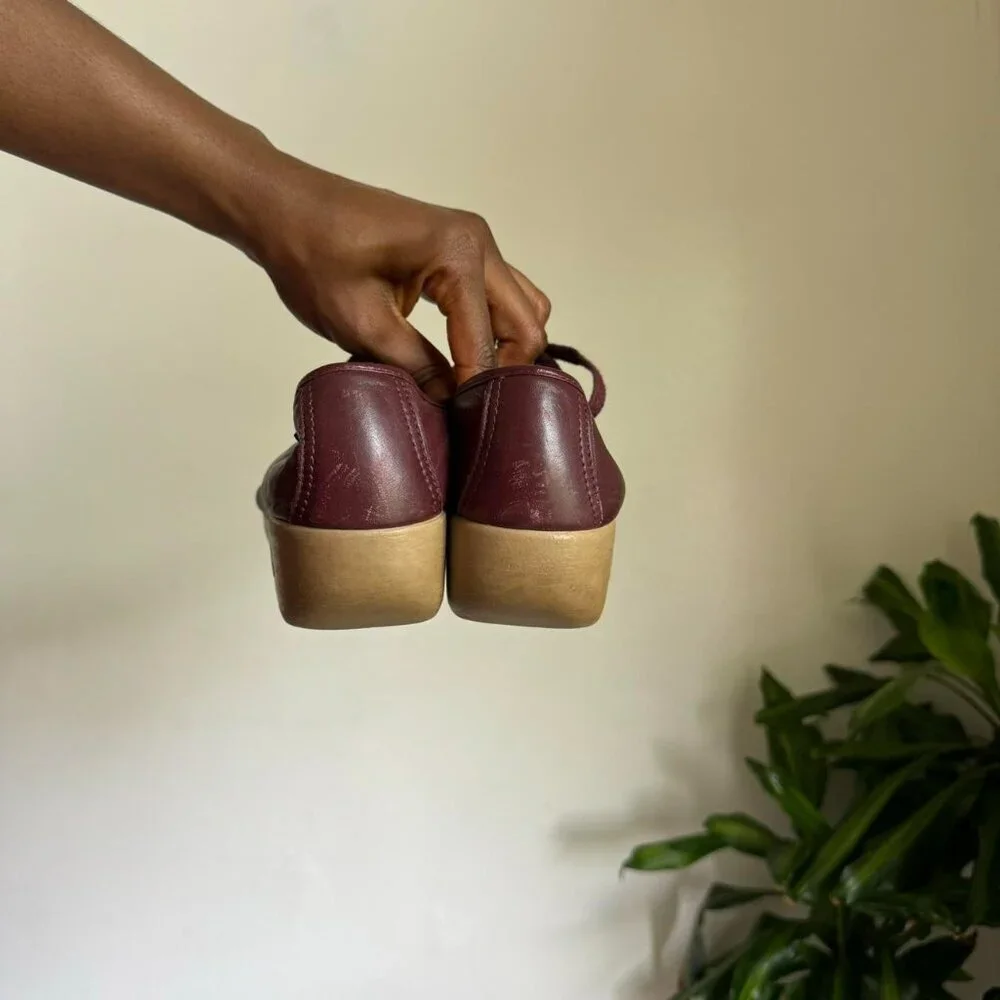 Vintage women genuine handcrafted‎ leather upper lace up oxfords shoes